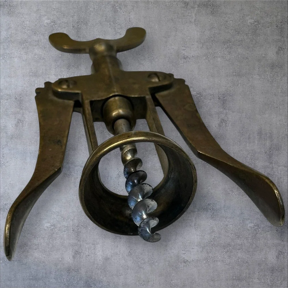 Vtg Italian Brass Wing Corkscrew Wine Bottle‎ Opener-Made Italy-Mid Century Bar